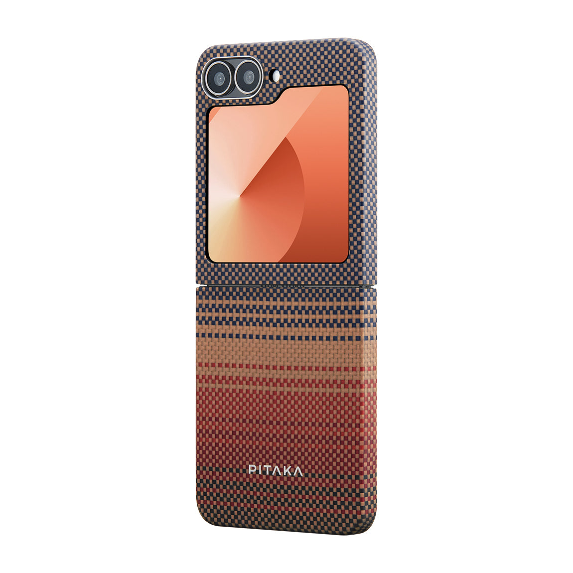 Pitaka Tactile Woven Sunset-Moonrise Serisi Galaxy Z Flip 6 M-safe Şarj Özellikli Aramid Fiber Sunset Kılıf Pitaka Tactile Woven Sunset-Moonrise Serisi Galaxy Z Flip 6 M-safe Şarj Özellikli Aramid Fiber Sunset Kılıf
